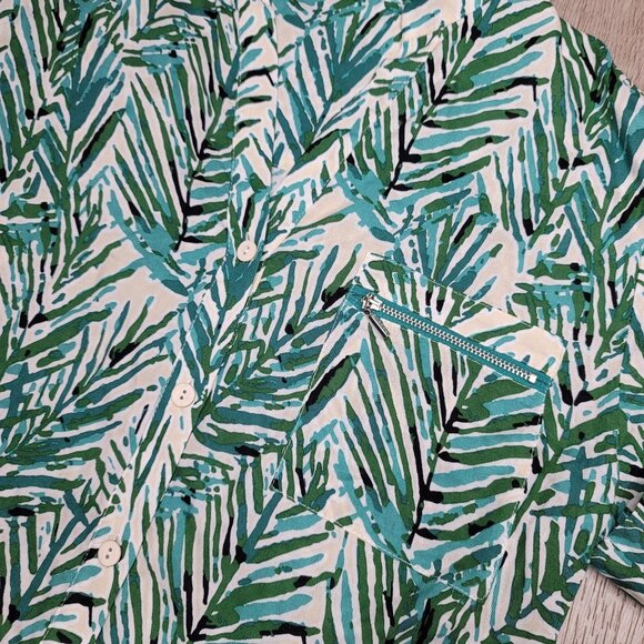 Paz Torraz green tropical button up palm frond tee shirt size 40 womens green - Picture 3 of 7